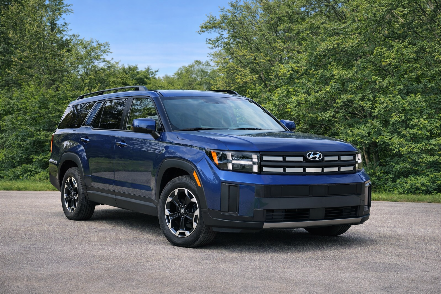 Blue Hyundai Santa Fe exterior view